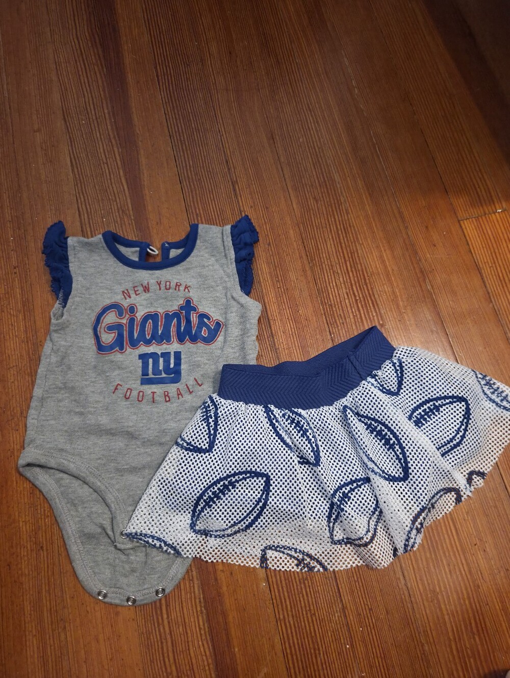 Baby Girls Ny Giants Bodysuit with Football Skirt